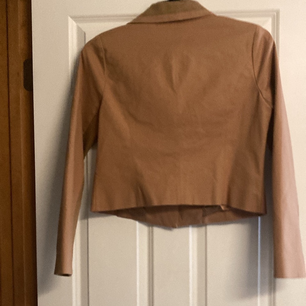 G by Giuliana Rancic crop jacket womens medium tan cotton blend lined - Picture 4 of 11